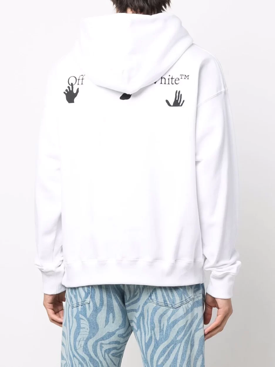 Off White Hands Off Logo Quote Print Hoodie
