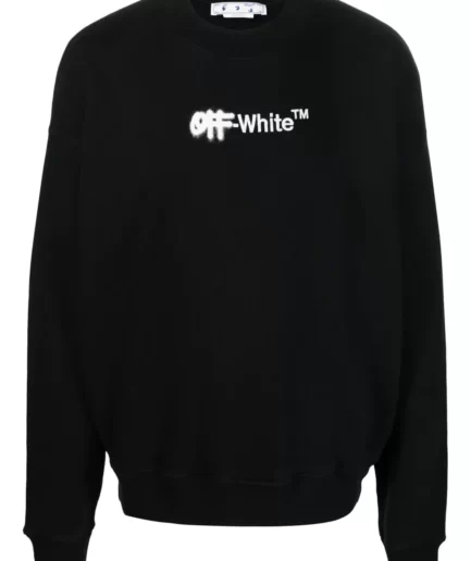 Off White Embroidered Logo Crew Neck Sweatshirt